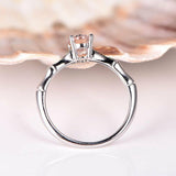 1ct Oval Cut Peach Morganite Fancy Design Engagement Ring 14k White Gold Finish