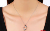 0.5ct Round Cut Diamond Pendant with Chain Heart Shape 14k White Gold Finish