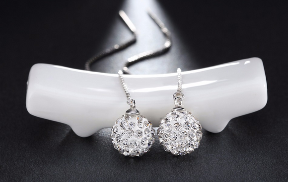 2ct Round Cut Diamond Elegant Long Chain Dangle Earrings 14k White Gold Finish