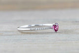 1ct Pear Cut Pink Ruby Engagement Ring Diamond Accents 14k White Gold Finish