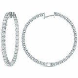 3ct Round Cut Diamond Thin Inside Out Party Hoop Earrings 14k White Gold Finish