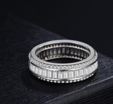 6Ct Baguette Cut Diamond Eternity Wedding Band 14K White Gold Over Round Accents