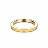 Flush Set Stackable Wedding Band 0.09ct Round Cut Diamond 14k Yellow Gold Finish