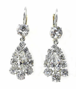 5Ct Pear Cut Diamond Round Halo Vintage Drop Earrings 14K White Gold Finish