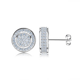 2Ct Round Cut Diamond Iced Hip Hop Circular Stud Earrings 14K White Gold Finish