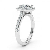 2.5ct Cushion Cut Diamond Halo Womens Engagement Ring 14k White Gold Finish