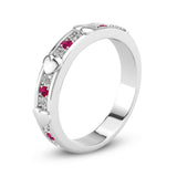 1Ct Round Cut Pink Ruby Diamond Heart Design Wedding Band 14K White Gold Finish