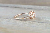 1.5ct Cushion Morganite Engagement Ring 14k Rose Gold Finish Diamond Accent Halo