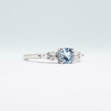 0.7ct Round Blue Aquamarine Diamond Accents Engagement Ring 14k White Gold Over