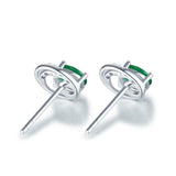 2.2ct Stud Earrings Oval Cut Green Emerald Stylish Design 14k White Gold Finish