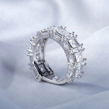 5Ct Princess Baguette Cut Diamond Gatsby Wedding Band Ring 14K White Gold Finish