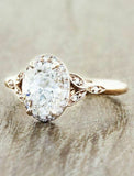 3Ct Oval Cut Diamond Vintage Halo Solitaire Engagement Ring 14K Yellow Gold Over