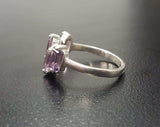 2.4ct Engagement Ring Emerald Cut Amethyst Geometric Bar 14k White Gold Finish