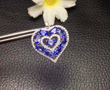 2.3ct Tanzanite Pendant Oval Cut Heart Cocktail 14k White Gold Finish NO CHAIN