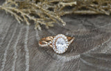 1.9ct Oval Cut VVS1D Diamond Engagement Ring 14k Rose Gold Finish Halo Twisted