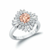 5Ct Round Peach Morganite Diamond Ballerina Cocktail Ring 14K White Gold Finish