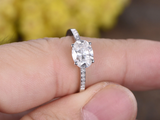 1.5ct Oval Cut Diamond Engagement Ring 14k White Gold Finish Unique Solitaire