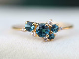 2ct Round Cut London Blue Topaz Cluster Engagement Ring 14k Yellow Gold Finish