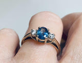 2ct Engagement Ring Oval Cut Blue Sapphire Solitaire Trilogy 14k White Gold Over