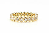 0.9ct Round Cut Diamond Wedding Ring Band Full Eternity 14k Yellow Gold Finish