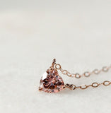 1ct Heart Simulated Peach Morganite Solitaire Pendant Chain 14k Rose Gold Plated