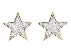 0.4ct Round Cut VVS1D Diamond Star Stud Earrings Women 14k Yellow Gold Finish