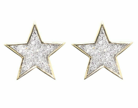 0.4ct Round Cut VVS1D Diamond Star Stud Earrings Women 14k Yellow Gold Finish