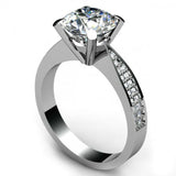 1.5ct Round Cut Diamond Accent 4 Prong Engagement Ring 14k White Gold Finish