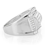 4Ct Round Cut Diamond Cluster Stylish Men Engagement Ring 14K White Gold Finish