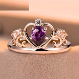 2ct Pear Purple Amethyst Engagement Ring 14k White Gold Finish Heart Shape Crown