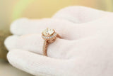 3Ct Oval Cut DVVS1 Diamond Vintage Halo Engagement Ring 14K Rose Gold Finish