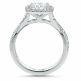 2ct Engagement Ring Cushion Cut Diamond Split Shank Halo 14k White Gold Finish