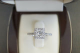 3Ct Princess Cut Diamond Halo Engagement Ring 14K White Gold Finish Round Accent