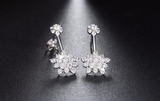 2.8ct Round Cut Diamond Flower Design Women Stud Earrings 14k White Gold Finish