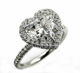 4.5ct Heart Diamond Hidden Halo Solitaire Engagement Ring 14K White Gold Over