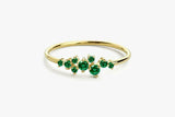 1ct Round Green Emerald Cluster Minimalist Engagement Ring 14k Yellow Gold Over