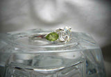 2.5ct Round Diamond Trilogy Engagement Ring 14k White Gold Over Peridot Accents