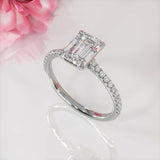 2.5ct Emerald Cut Diamond Engagement Ring Accent Solitaire 14k White Gold Finish