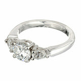 2.7ct Round Cut Diamond Pear Accents Engagement Trilogy Ring 14k White Gold Over