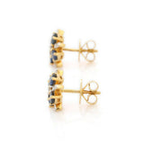 2ct Stud Earrings Oval Cut Blue Sapphire Geometric 14k Yellow Gold Finish