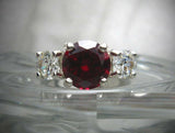 2.5ct Round Cut Pink Ruby Diamond Trilogy Engagement Ring 14k White Gold Finish