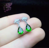 2ct Pear Cut Green Peridot Diamond Stylish Tear Drop Earrings 14k WhiteGold Over