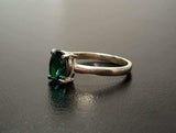 1.2ct Engagement Ring Oval Cut Green Emerald Solitaire 14k White Gold Finish