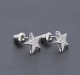 1.5Ct Round Cut VVS1/D Diamond Star Shaped Stud Earrings 14K White Gold Finish