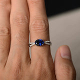 1.2ct Oval Cut Blue Sapphire Engagement Ring 14k White Gold Finish Split Shank