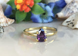 1ct Engagement Ring Pear Cut Purple Amethyst Solitaire 14k Yellow Gold Finish