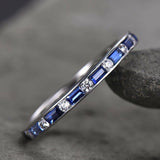 1ct Baguette Cut Blue Sapphire Eternity Wedding Band Ring 14k White Gold Finish