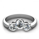 2.5ct Round Cut VVS1D Diamond Three Stone Engagement Ring 14k White Gold Finish