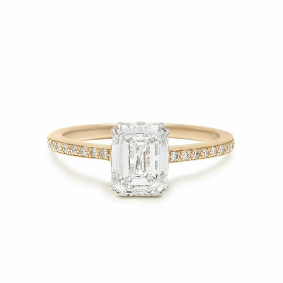 1.5ct Emerald Cut Diamond Engagement Ring 14k Yellow Gold Over Accents Solitaire