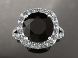 2ct Round Cut Black Diamond Engagement Ring Halo Split Shank 14k White Gold Over